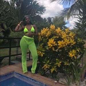 Two piece bikini and mesh pant set